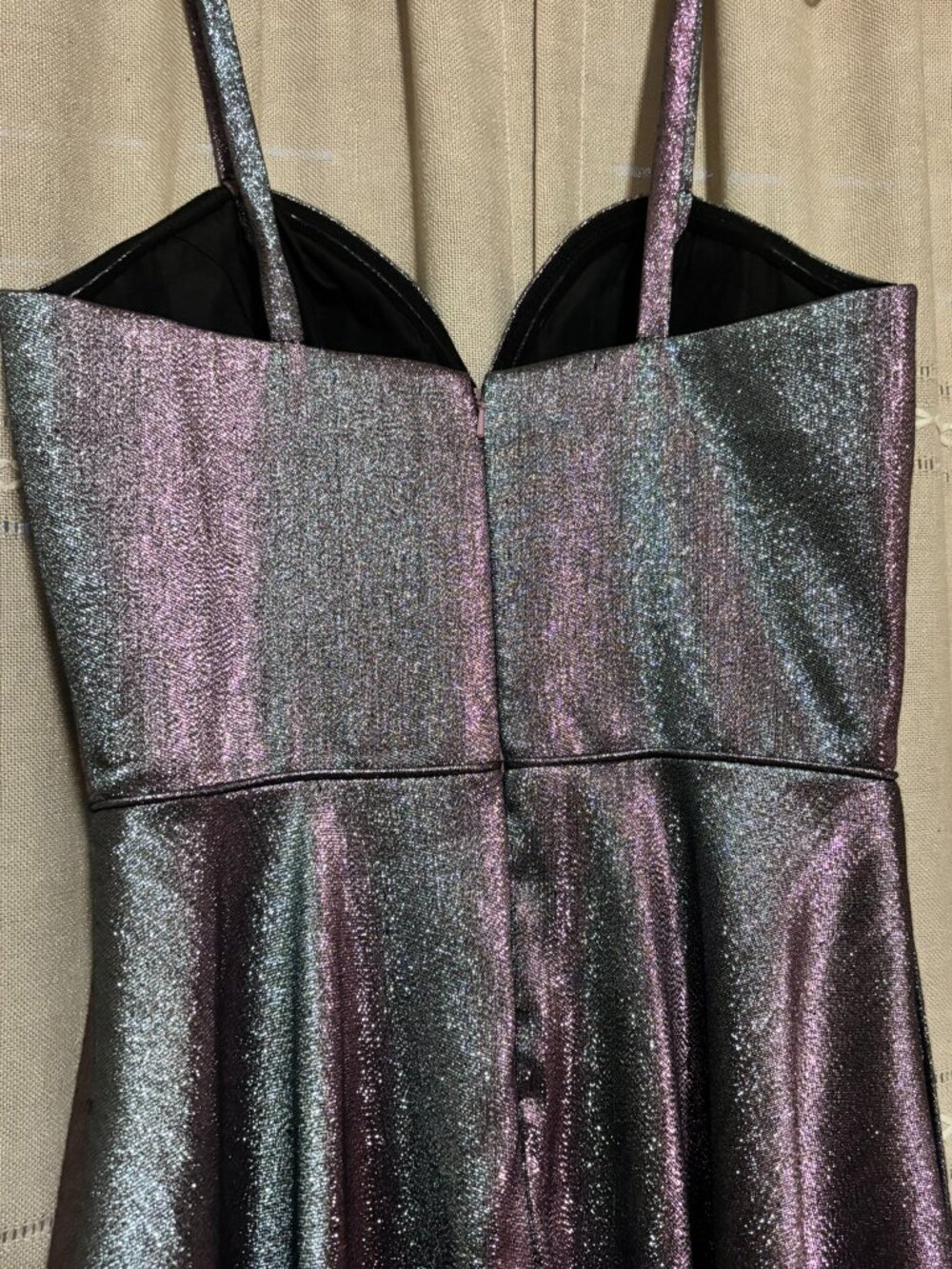 JVN by Jovani Iridescent Metallic A Line Prom Formal Gown Dress Size 10 - Picture 4 of 7